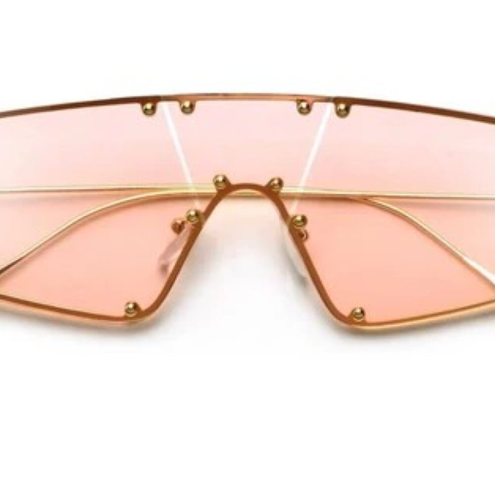 Metal Frame Stud Shield Rimless Sunglasses - Picture 4 of 6